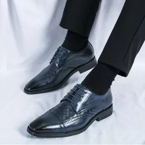 Dress Shoes for Men Lace Up Square Toe Brogue Embossed Shoes Brogue Business Luxury Men's Gentleman Leather Shoes Wedding Party Plus Size Shoes