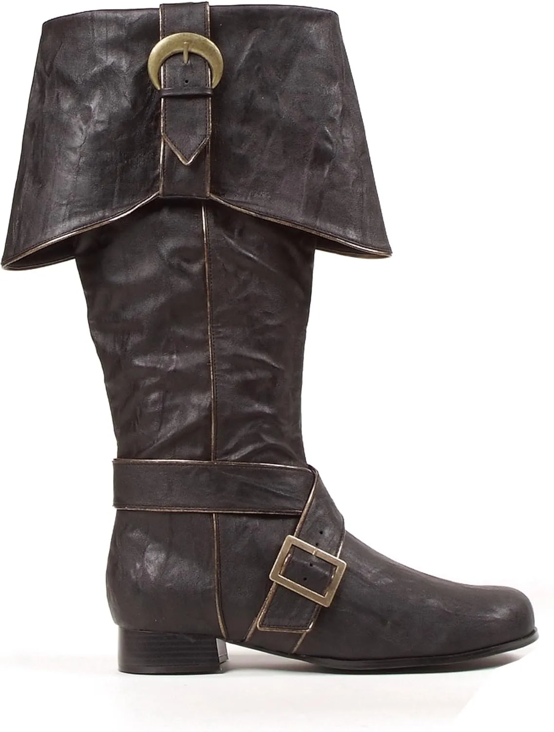 Ellie Shoes Men's 121-JACK 1" Heel Knee High Black Patent Pirate Boot Small