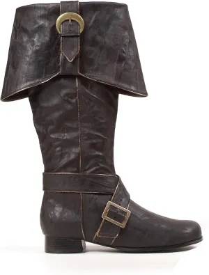 Ellie Shoes Men's 121-JACK 1" Heel Knee High Black Patent Pirate Boot Small