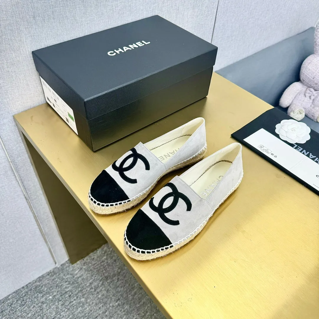 espadrilles grey and black suede