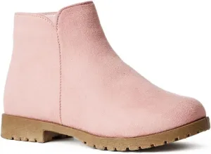 FabKids Girls Ankle Boots Short Booties Side Zipper Riding Boot Low Heels Dress Boot Shoes for Kids