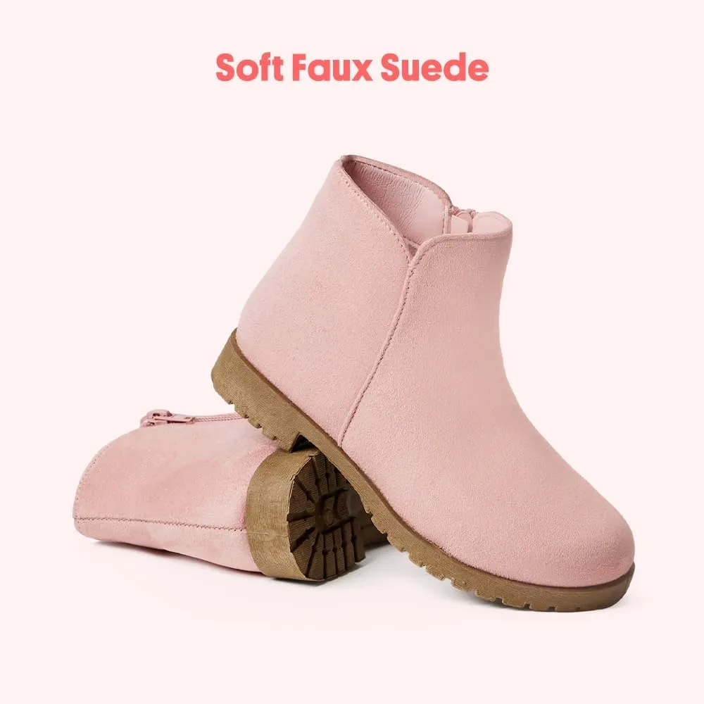 FabKids Girls Ankle Boots Short Booties Side Zipper Riding Boot Low Heels Dress Boot Shoes for Kids