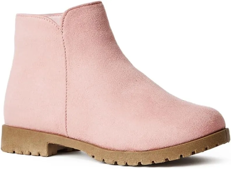 FabKids Girls Ankle Boots Short Booties Side Zipper Riding Boot Low Heels Dress Boot Shoes for Kids