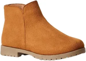 FabKids Girls Ankle Boots Short Booties Side Zipper Riding Boot Low Heels Dress Boot Shoes for Kids