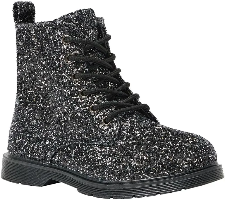 FabKids Girls Fashion Ankle Boots Cute Combat Boots Lace Up Non-Slip Short Boots for Toddler Little Kid Big Kid