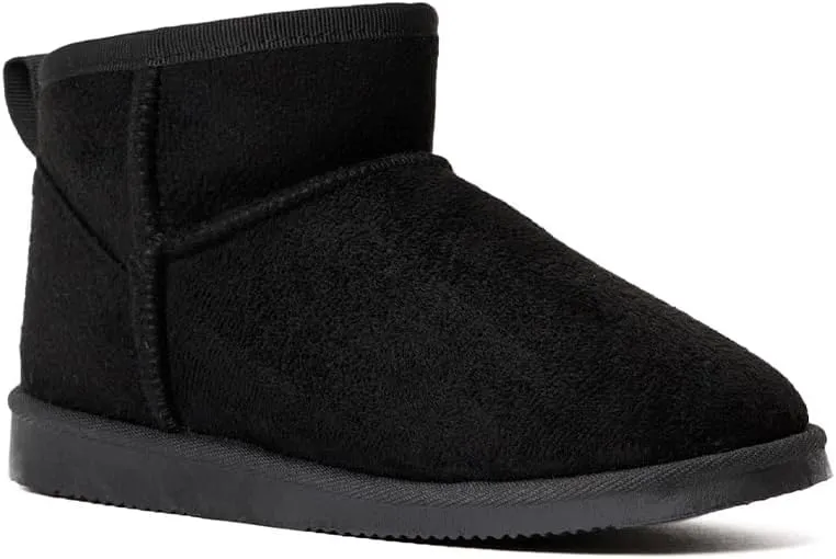 FabKids Girls Winter Mid Calf Snow Boots Warm Faux Fur Lined Non-Slip Shoes for Toddler Little Kid Big Kid