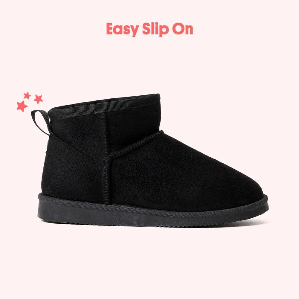 FabKids Girls Winter Mid Calf Snow Boots Warm Faux Fur Lined Non-Slip Shoes for Toddler Little Kid Big Kid