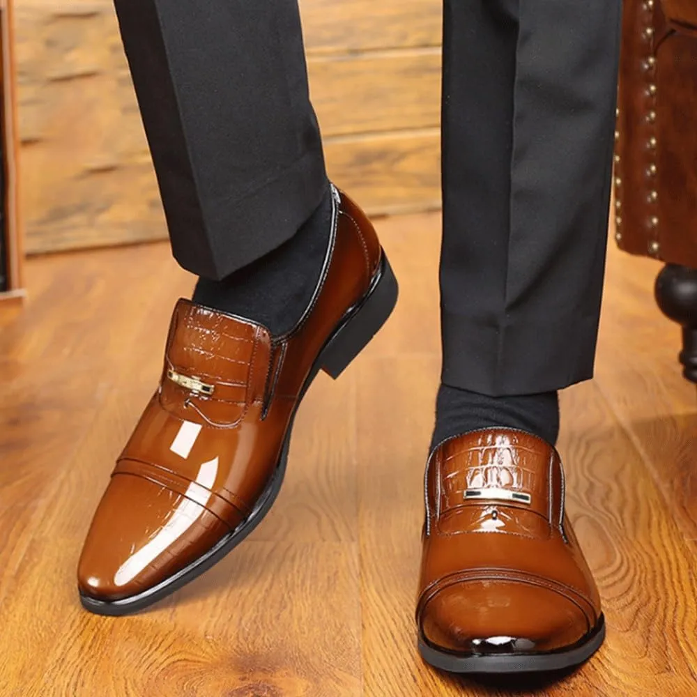 Fashion Men Dress Shoes Men's Comfort Orthopedic Dress Shoes Slip On Leather Shoes Plus Size Point Toe Business Casual Formal Shoes for Wedding