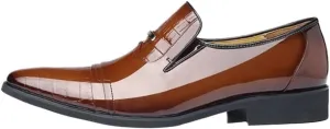 Fashion Men Dress Shoes Men's Comfort Orthopedic Dress Shoes Slip On Leather Shoes Plus Size Point Toe Business Casual Formal Shoes for Wedding