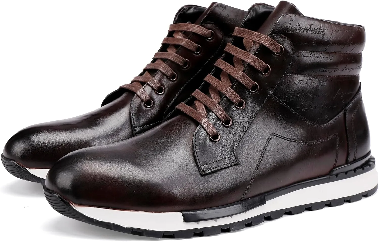 Fashion Men's Leather Lace-up Dress Boots, Mid Top Casual Chukka Sneaker Boot Business Shoes for Men