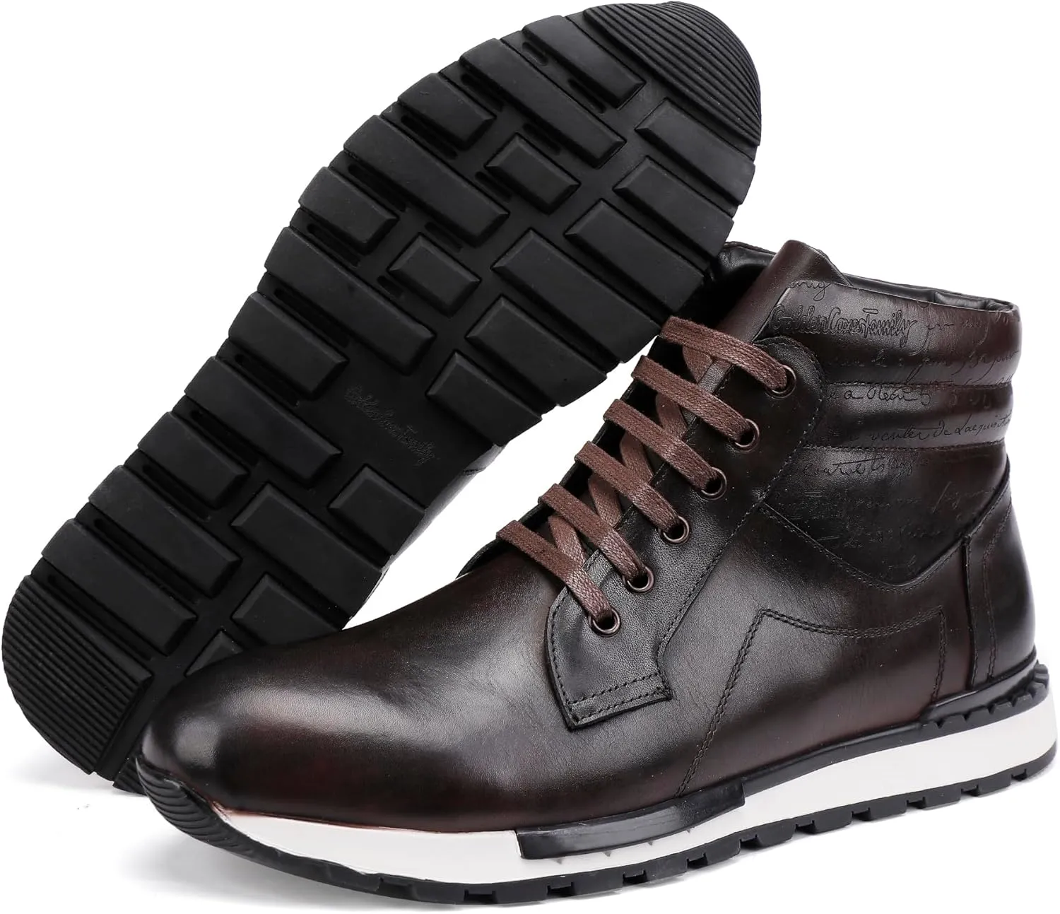 Fashion Men's Leather Lace-up Dress Boots, Mid Top Casual Chukka Sneaker Boot Business Shoes for Men