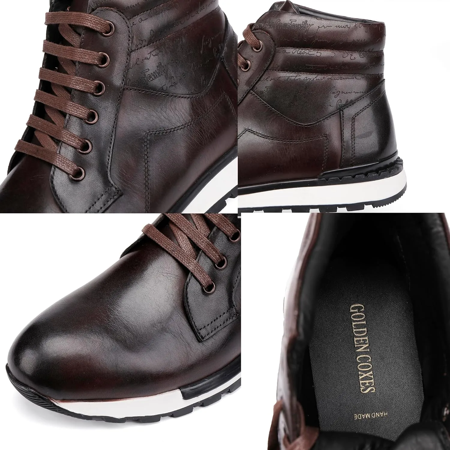 Fashion Men's Leather Lace-up Dress Boots, Mid Top Casual Chukka Sneaker Boot Business Shoes for Men