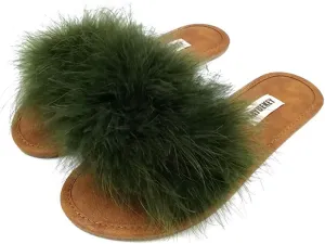 FAYUEKEY Comfy Slippers for Women Open Toe Sexy Fluffy Furry Soft Cute Slides Indoor Outdoor Flats Shoes