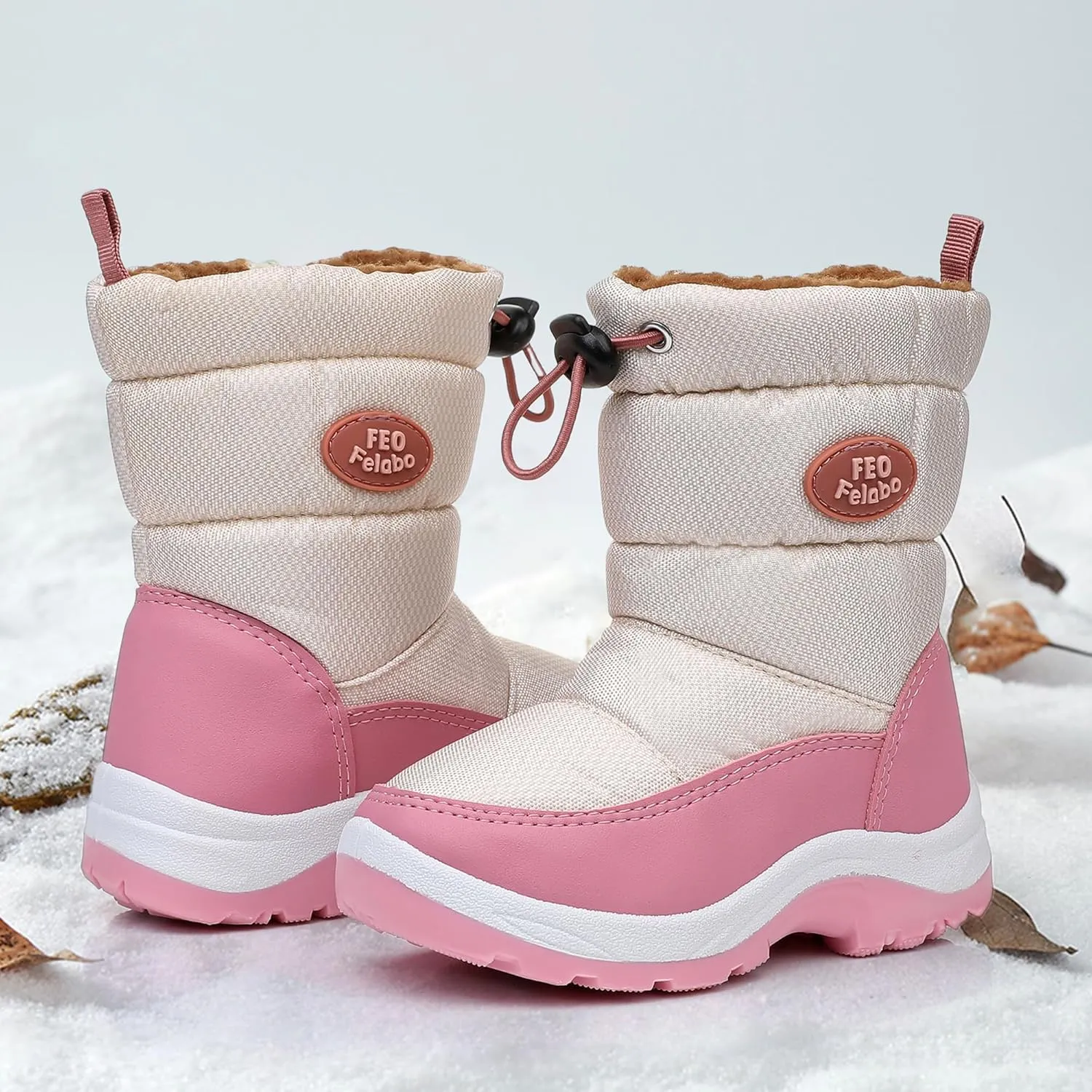 Felabo Kids Snow Boots for Boys Girls Water Resistant Insulated Winter Boots with Warm Fur Lining Slip Resistant Outdoor Shoes (Toddler/Little Kid)