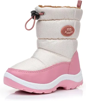 Felabo Kids Snow Boots for Boys Girls Water Resistant Insulated Winter Boots with Warm Fur Lining Slip Resistant Outdoor Shoes (Toddler/Little Kid)