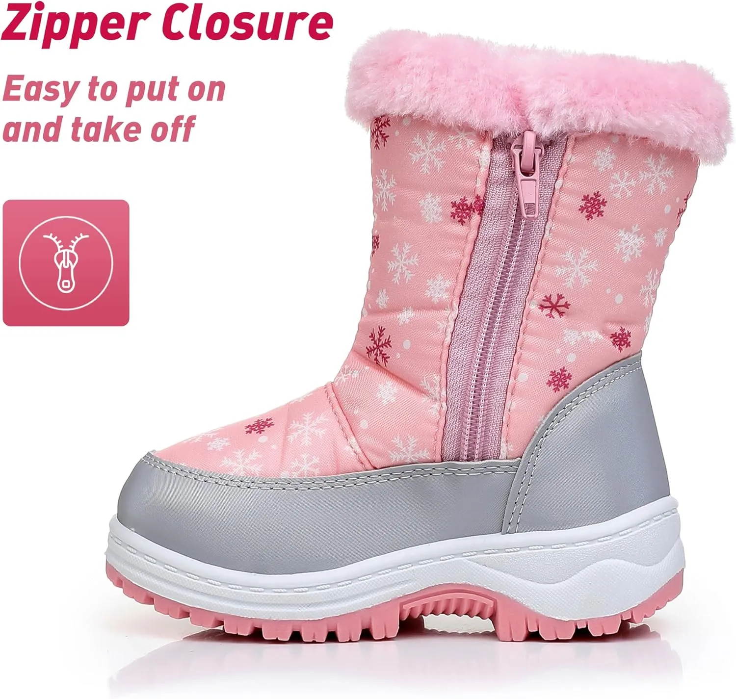 Felabo Kids Snow Boots for Boys Girls Water Resistant Insulated Winter Boots with Warm Fur Lining Slip Resistant Outdoor Shoes (Toddler/Little Kid)