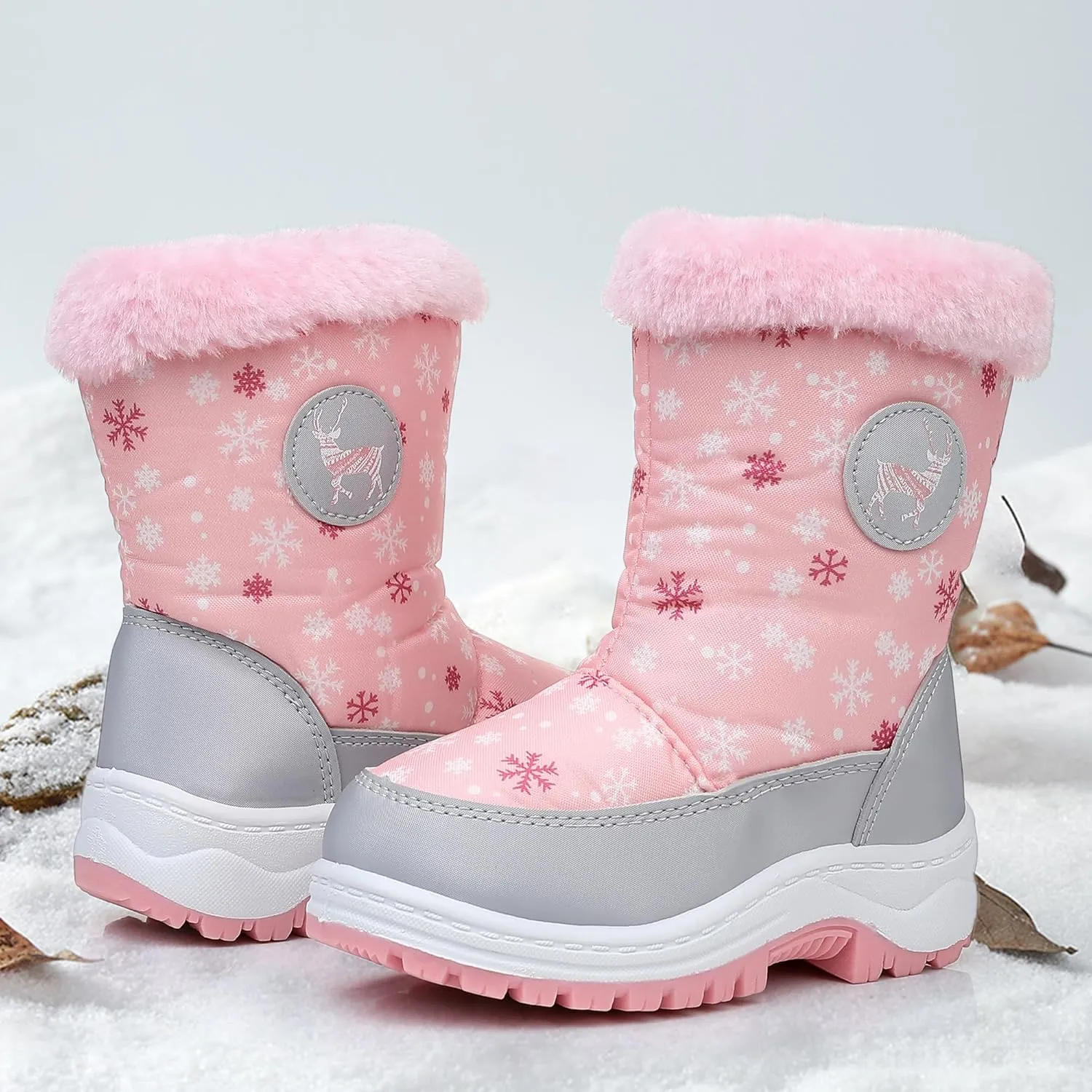Felabo Kids Snow Boots for Boys Girls Water Resistant Insulated Winter Boots with Warm Fur Lining Slip Resistant Outdoor Shoes (Toddler/Little Kid)