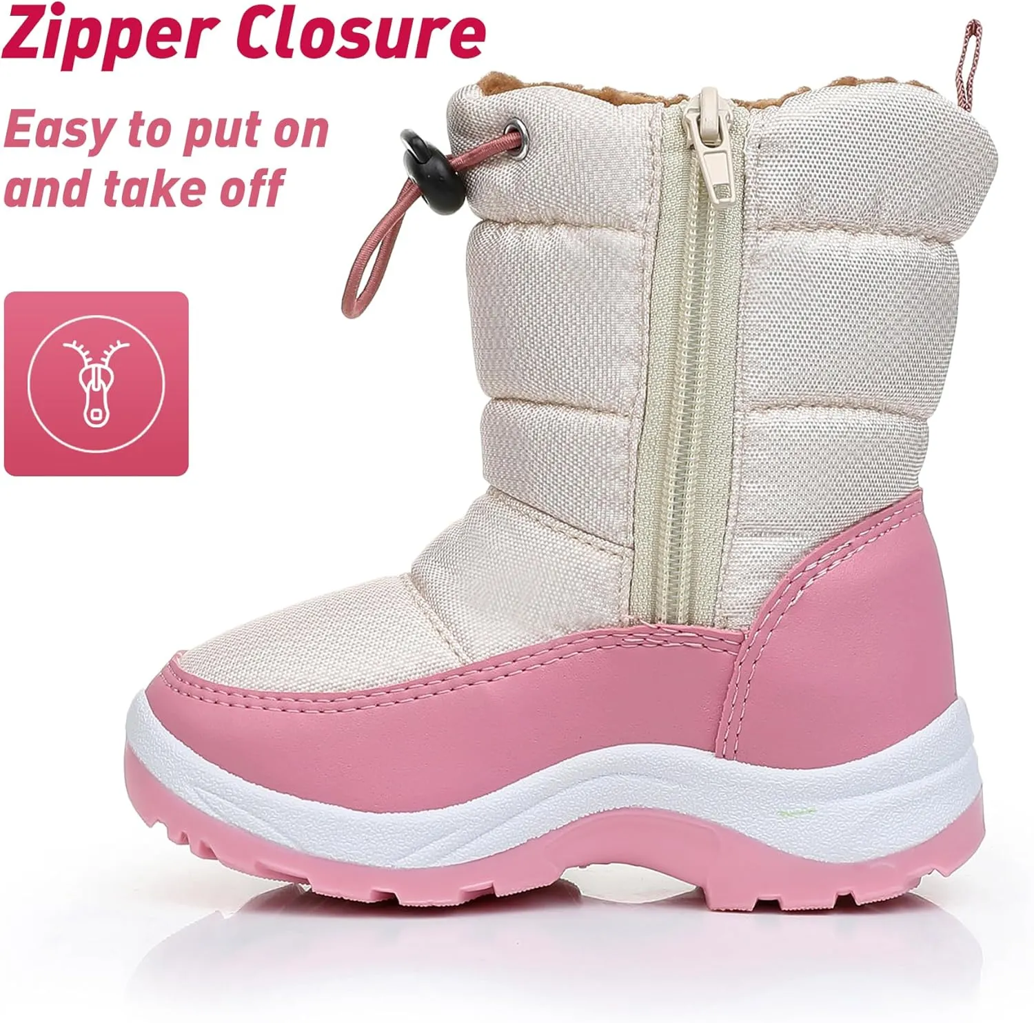 Felabo Kids Snow Boots for Boys Girls Water Resistant Insulated Winter Boots with Warm Fur Lining Slip Resistant Outdoor Shoes (Toddler/Little Kid)