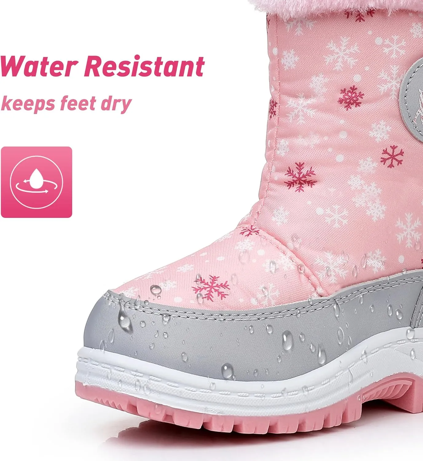 Felabo Kids Snow Boots for Boys Girls Water Resistant Insulated Winter Boots with Warm Fur Lining Slip Resistant Outdoor Shoes (Toddler/Little Kid)