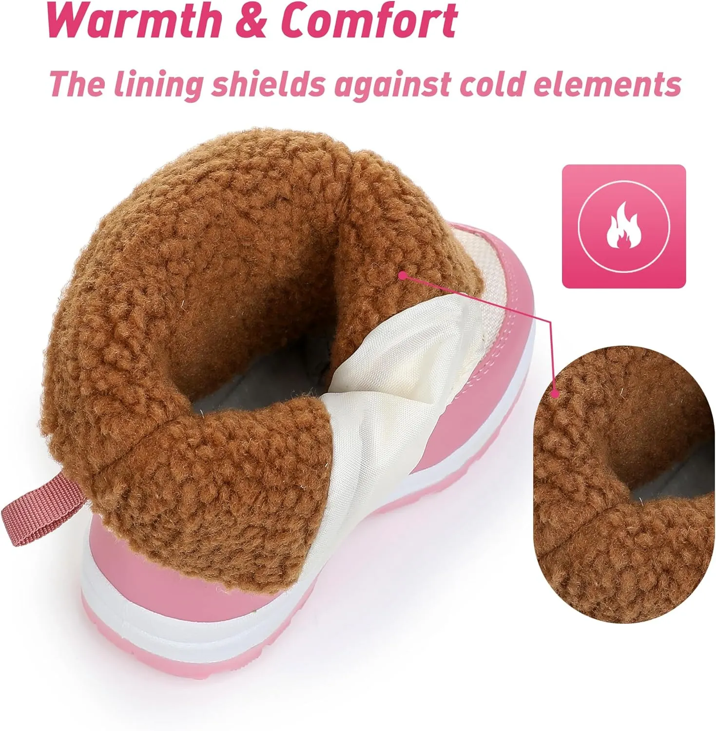 Felabo Kids Snow Boots for Boys Girls Water Resistant Insulated Winter Boots with Warm Fur Lining Slip Resistant Outdoor Shoes (Toddler/Little Kid)