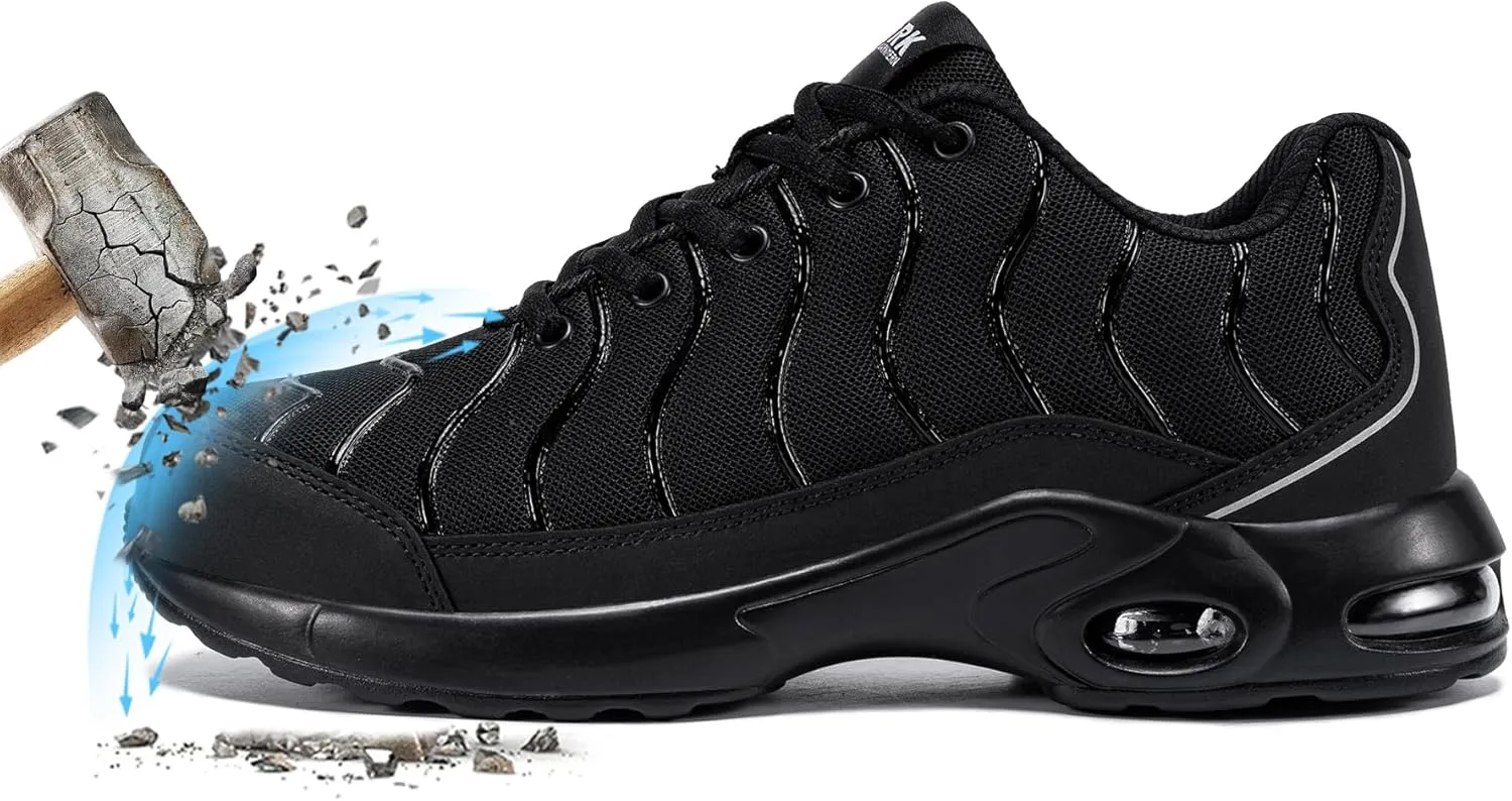 FENLERN Steel Toe Shoes for Women Lightweight Safety Shoes Comfortable Ladies Steel Toe Sneakers Non Slip Work Shoes Breathable Arch Support 5~11 Medium/5.5~10.5 Wide Width