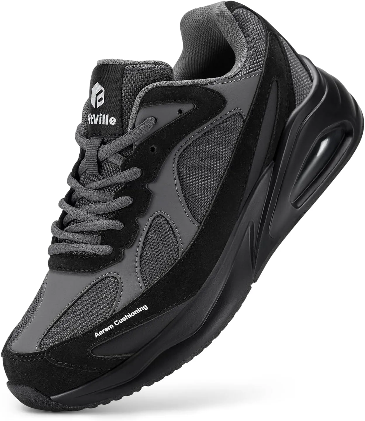 FitVille Women's Wide Walking Shoes Extra Wide Width Air Cushion Sneakers Gym Shoes for Shock Absorption Heel Pain Relief - HeelAero V1