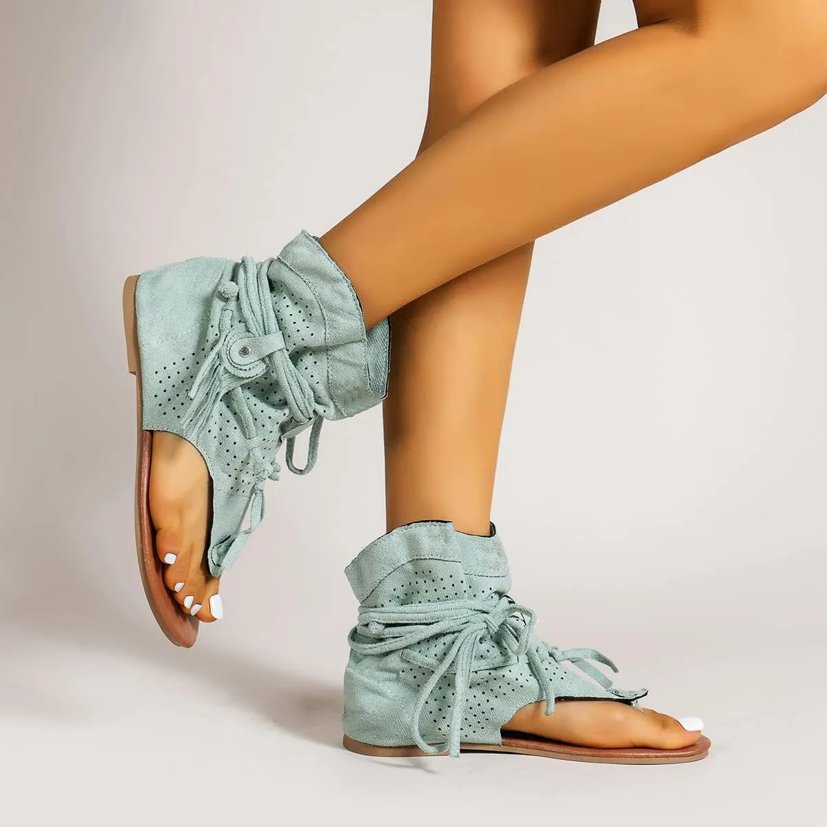 Flat Tassel Gladiator Sandals for Women Casual Summer Bohemian Back Strappy Fringe Sandals Dressy Flip Flops Thong Sandals