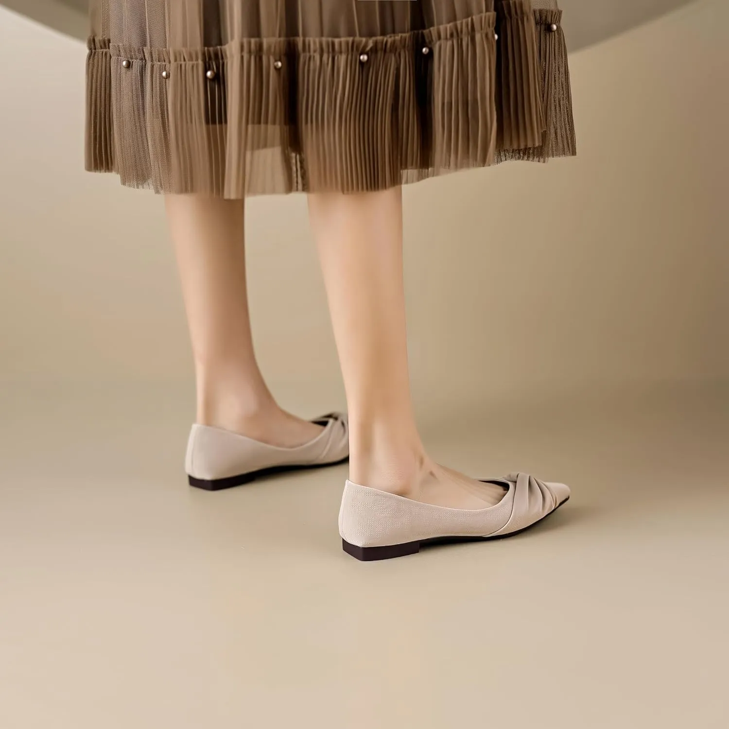 Flats for Women Dressy Casual Comfortbale Bow Ballet Flat Shoes Pointed Toe Work Flats Office Shoes