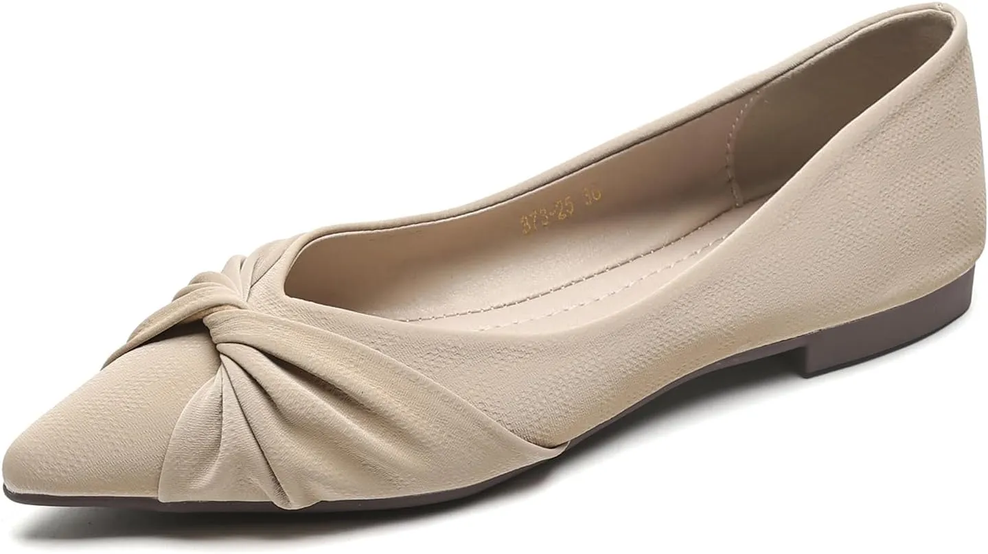 Flats for Women Dressy Casual Comfortbale Bow Ballet Flat Shoes Pointed Toe Work Flats Office Shoes