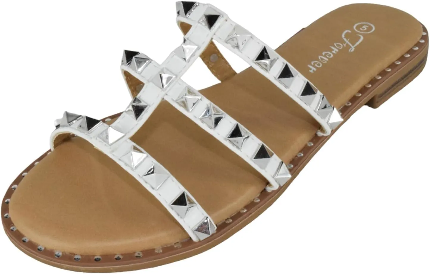 Forever Shoes Women Gladiator Sandals Studded Slip On Flat Flip Flops DING-32