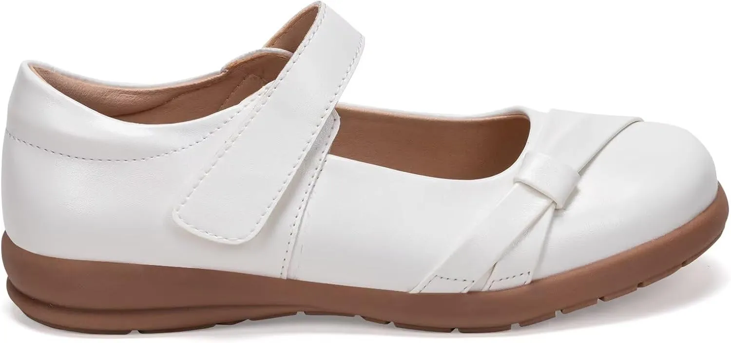 Frank Mully Girls School Shoes Mary Jane Flats Slip-On Uniform Dress Flats for Girl Toddler/Little Kid/Big Kid