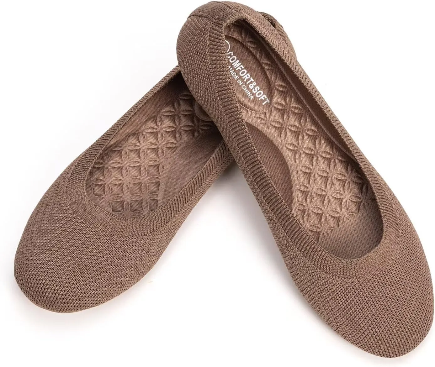 Frank Mully Women's Mary Jane Flats Comfortable Dressy Ballet Flats Casual Round Toe Slip On Washable Knitted Fabric Office Work Woman Shoes
