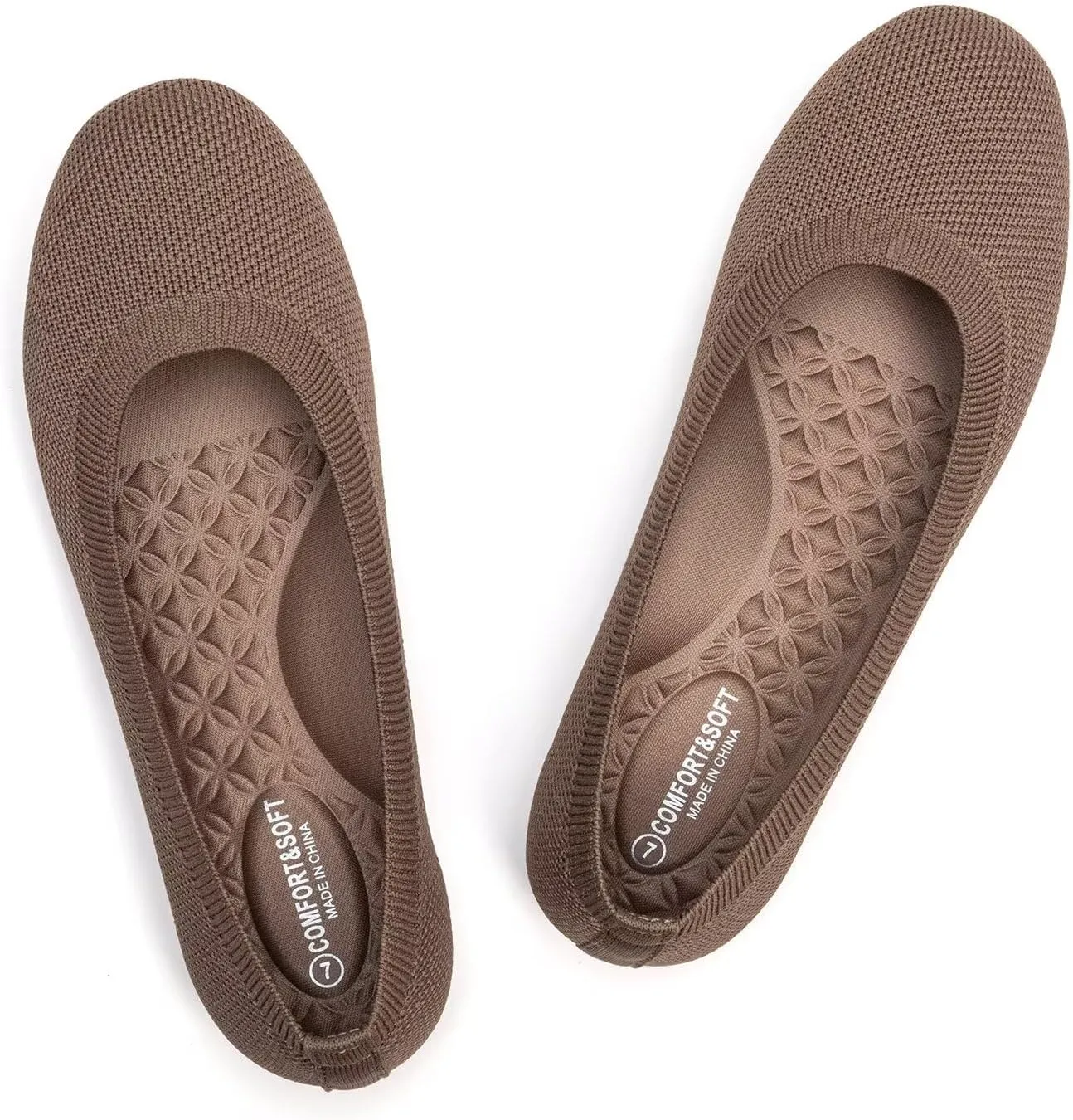Frank Mully Women's Mary Jane Flats Comfortable Dressy Ballet Flats Casual Round Toe Slip On Washable Knitted Fabric Office Work Woman Shoes