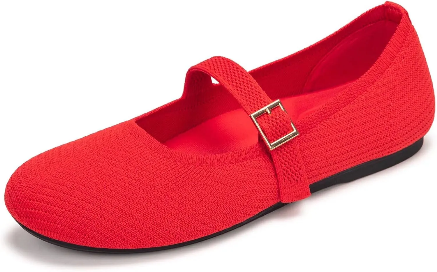 Frank Mully Women's Mary Jane Flats Comfortable Dressy Ballet Flats Casual Round Toe Slip On Washable Knitted Fabric Office Work Woman Shoes