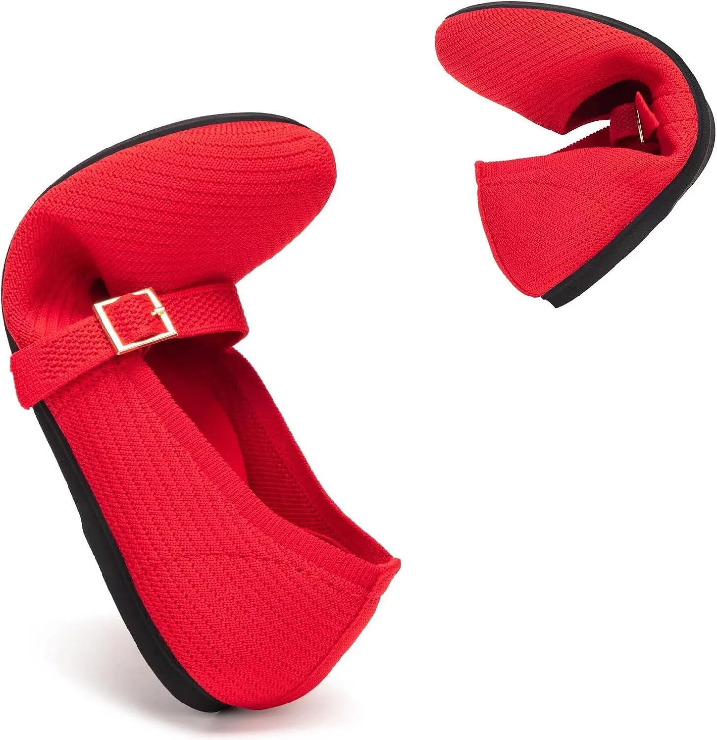 Frank Mully Women's Mary Jane Flats Comfortable Dressy Ballet Flats Casual Round Toe Slip On Washable Knitted Fabric Office Work Woman Shoes