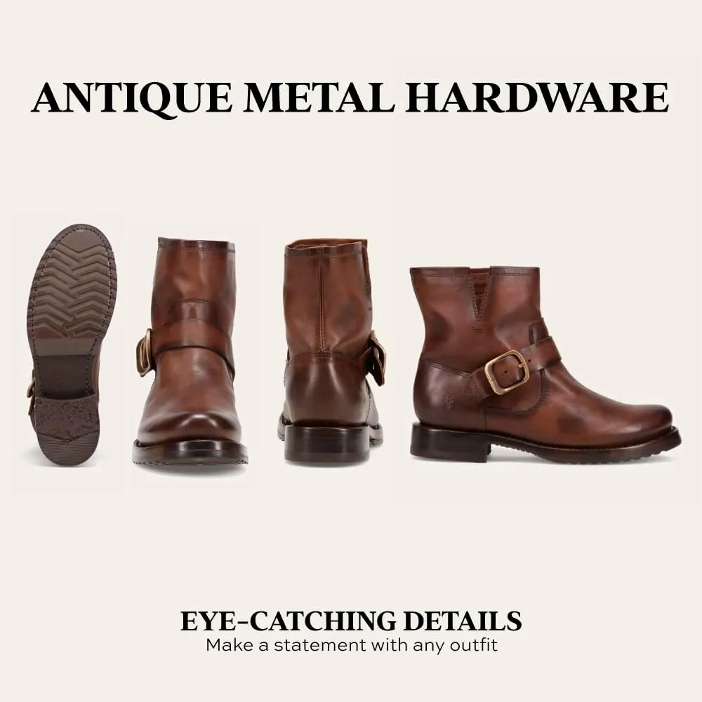 Frye Veronica Booties for Women Made from Full Grain Brush-Off Leather with Antique Metal Hardware and Waterproof, Hand-Stitched Goodyear Welt Construction