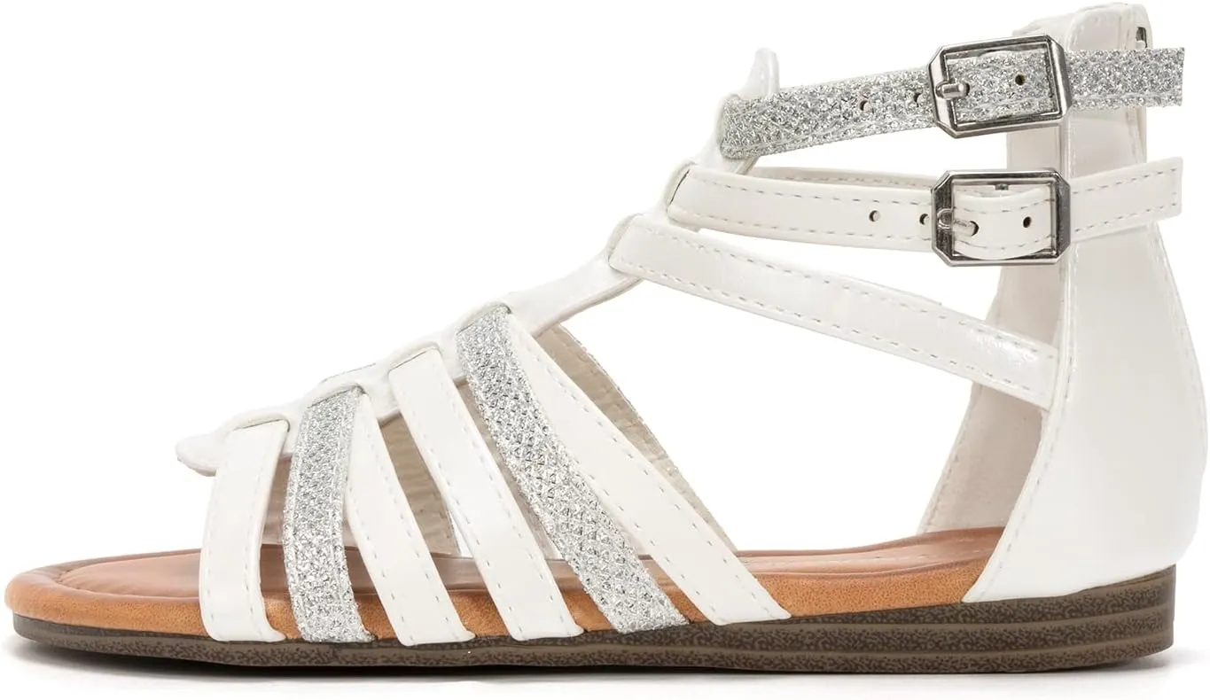 FUNKYMONKEY Girls Gladiator Strap Sandals Flat Fisherman Thong Cross Strappy Sandals