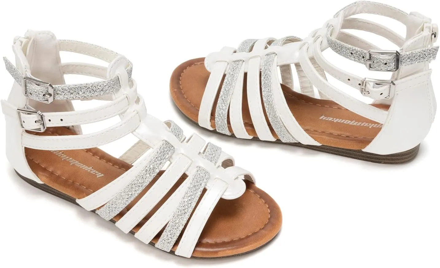 FUNKYMONKEY Girls Gladiator Strap Sandals Flat Fisherman Thong Cross Strappy Sandals