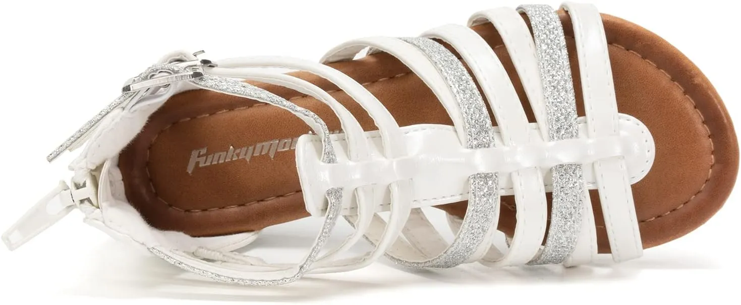 FUNKYMONKEY Girls Gladiator Strap Sandals Flat Fisherman Thong Cross Strappy Sandals