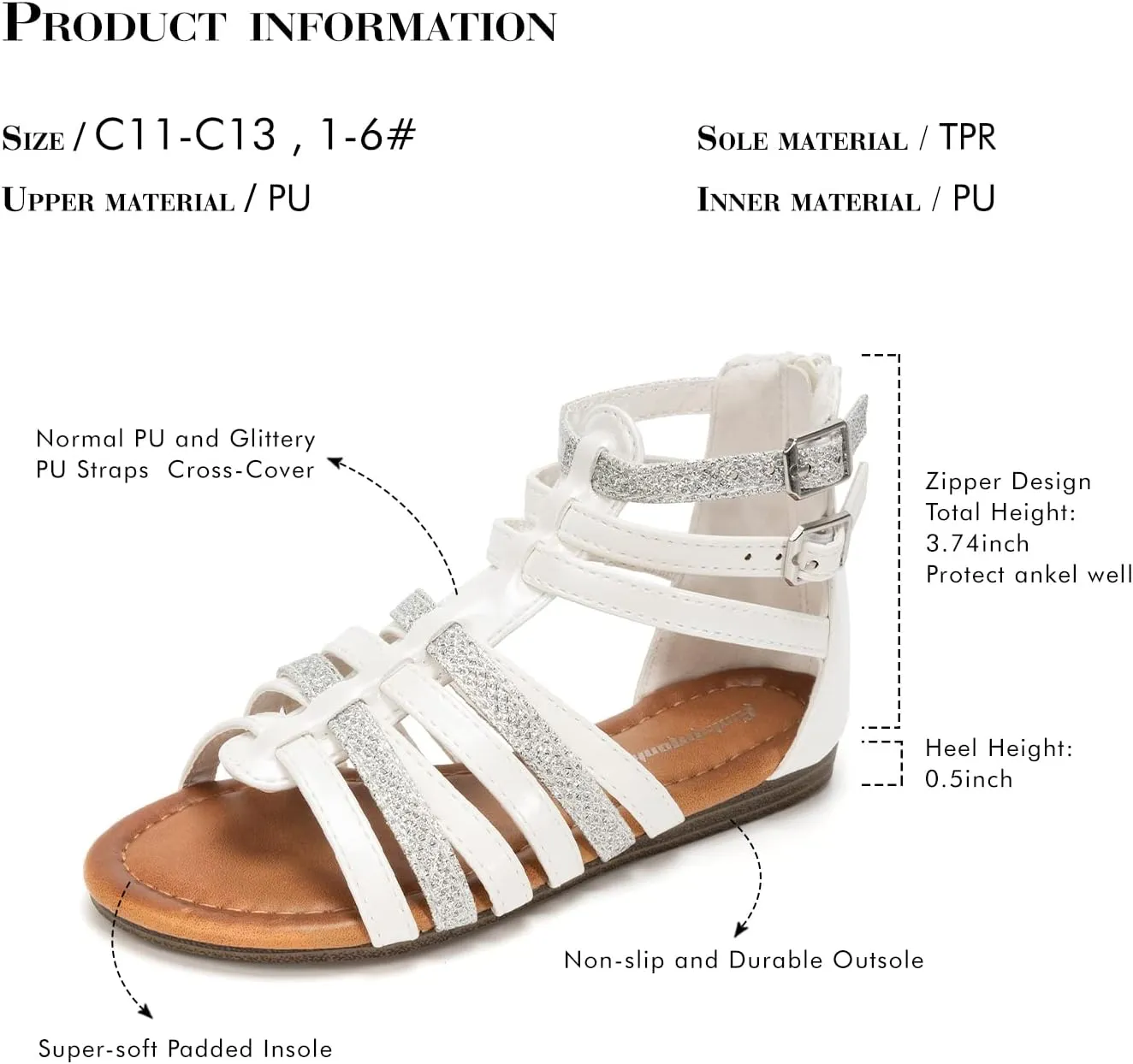 FUNKYMONKEY Girls Gladiator Strap Sandals Flat Fisherman Thong Cross Strappy Sandals