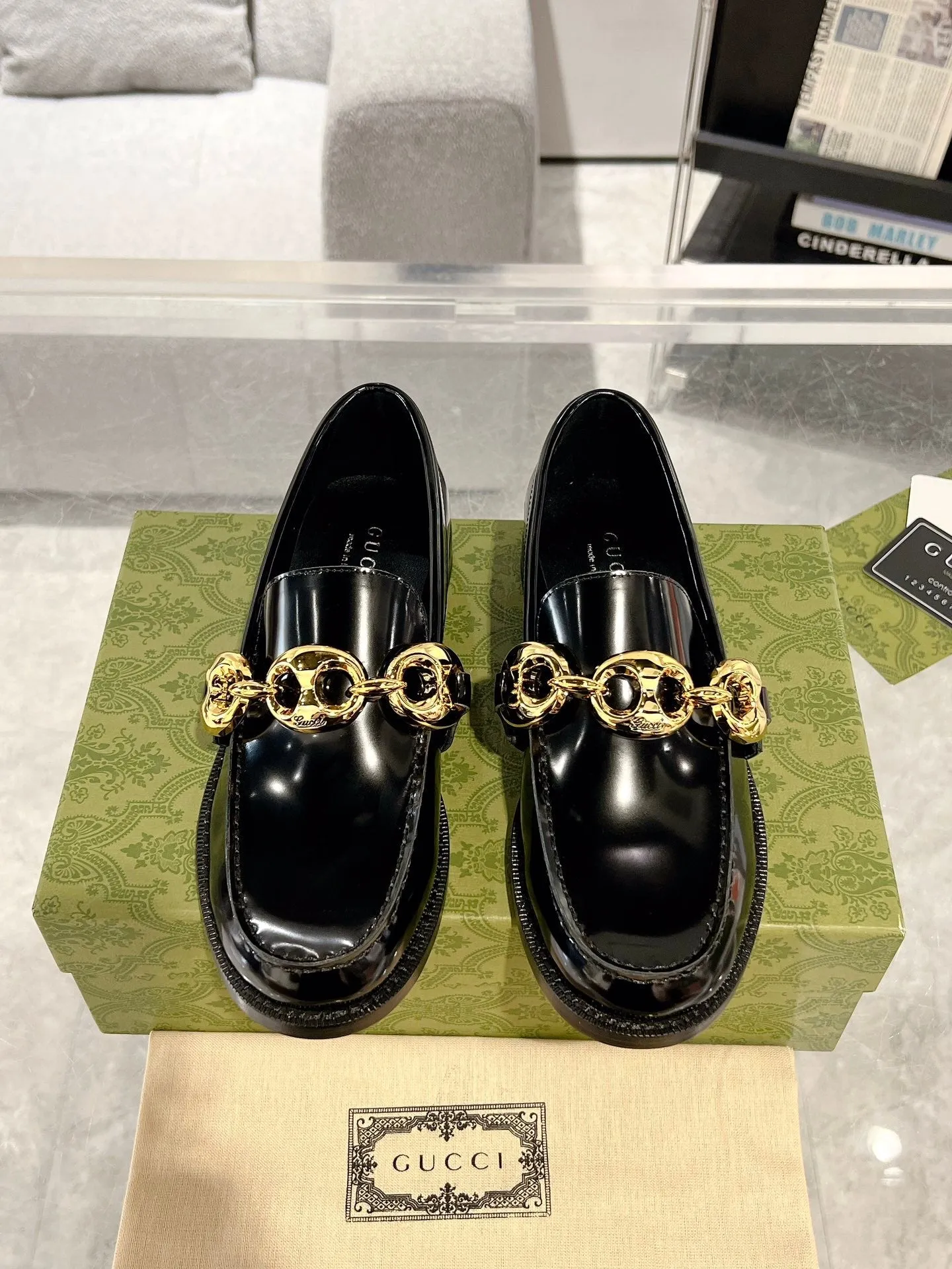 GG Marina Loafer Black Patent Calfskin