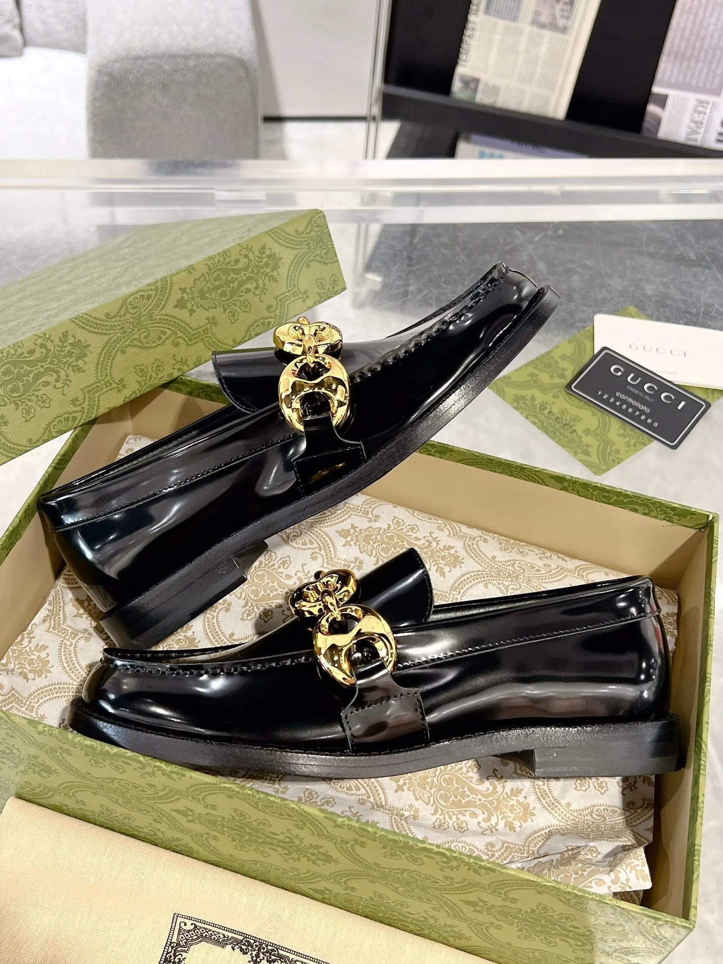 GG Marina Loafer Black Patent Calfskin