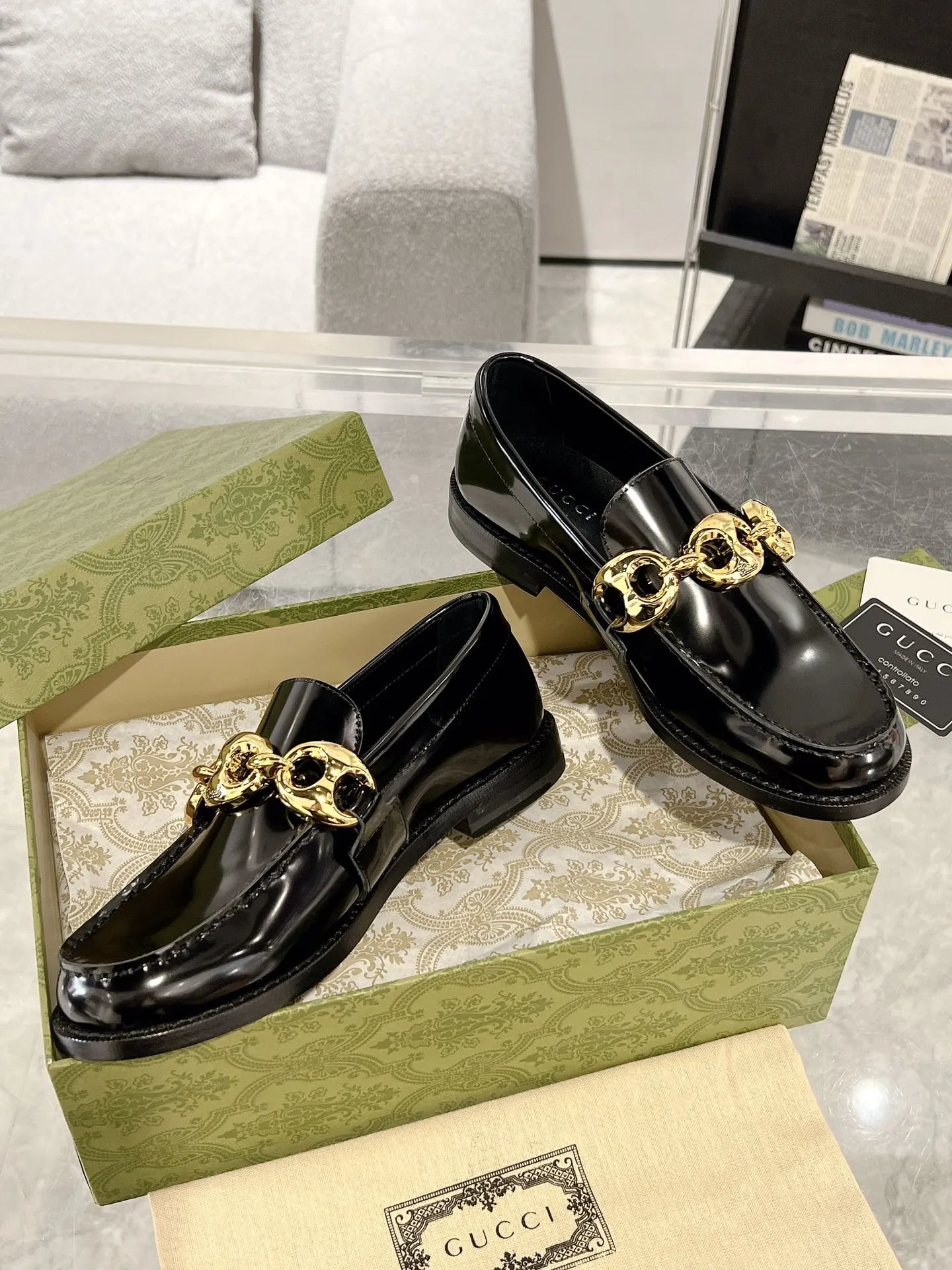 GG Marina Loafer Black Patent Calfskin