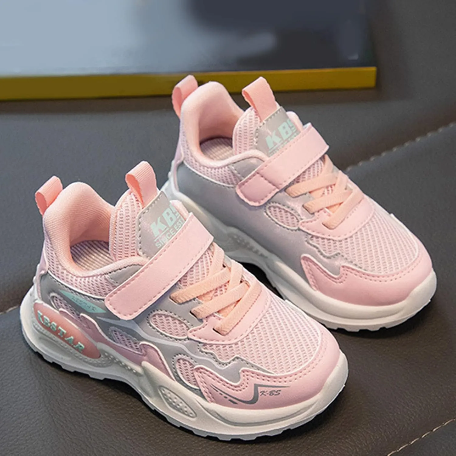 Girls Glitter Sneakers Lightweight Kids Tennis Shoes with Hook and Loop for Toddler/Little Kid/Big Kid
