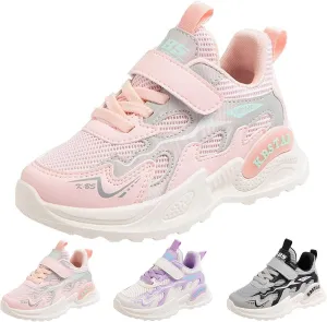 Girls Glitter Sneakers Lightweight Kids Tennis Shoes with Hook and Loop for Toddler/Little Kid/Big Kid