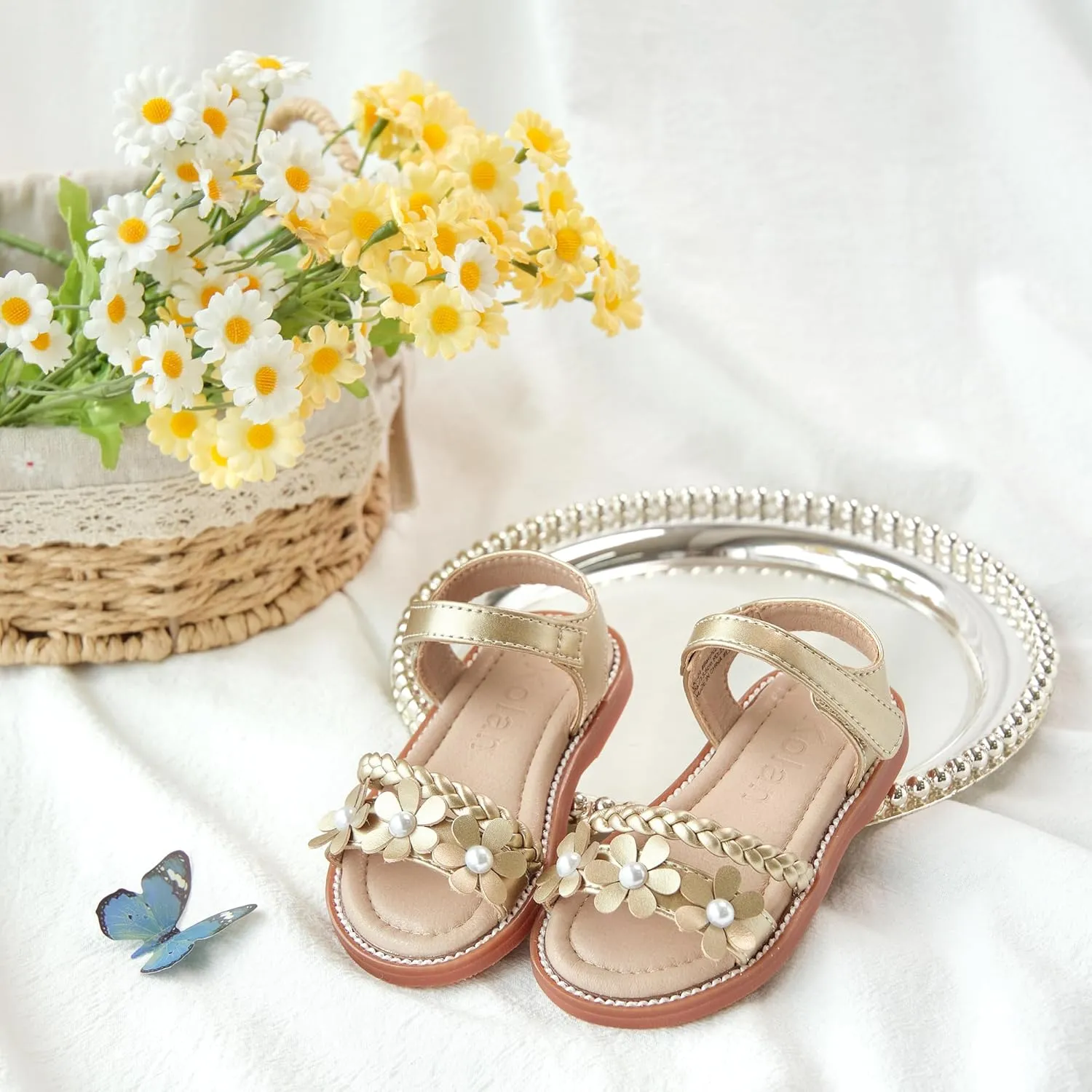 Girls Open Toe Flat Sandals Summer Casual Toddler Little Kid Sandals