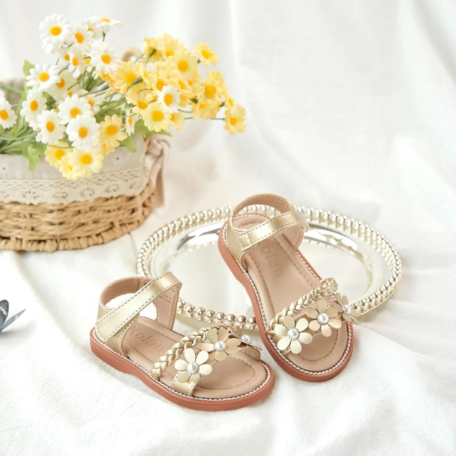 Girls Open Toe Flat Sandals Summer Casual Toddler Little Kid Sandals