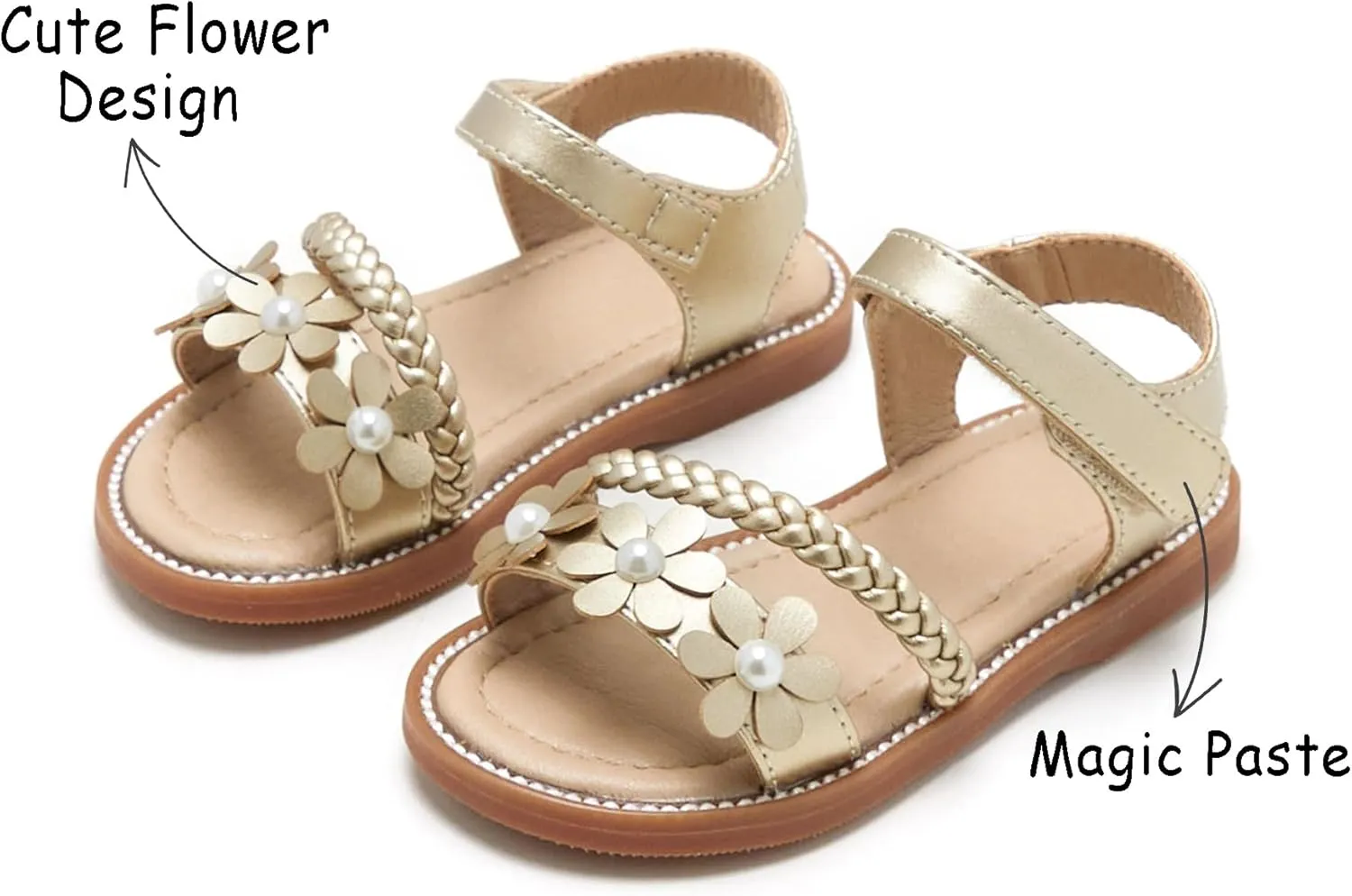 Girls Open Toe Flat Sandals Summer Casual Toddler Little Kid Sandals