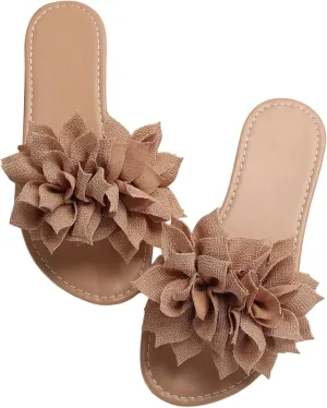 GORGLITTER Women's Flower Sandals 3D Floral Flat Sandals Open Toe Slippers Comfy Lightweight Summer Beach Sandals