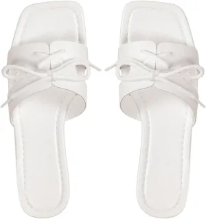 GORGLITTER Women's H Sandals Bow Flats Dress Tied Slip on Slide Flip Flops